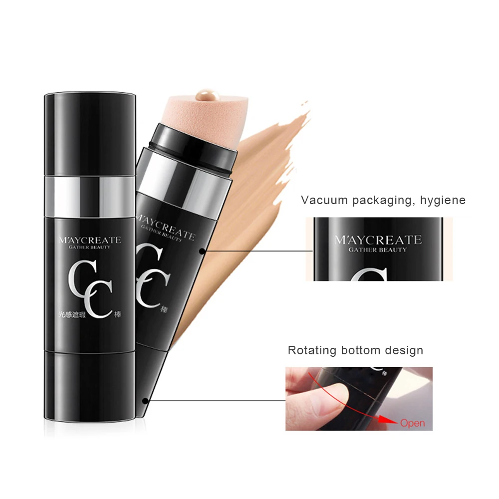 Натуральная воздушная подушка для лица CC Увлажняющая Основа макияж покрытие водонепроницаемый отбеливающий Твист N кисть CC карандаш-консилер