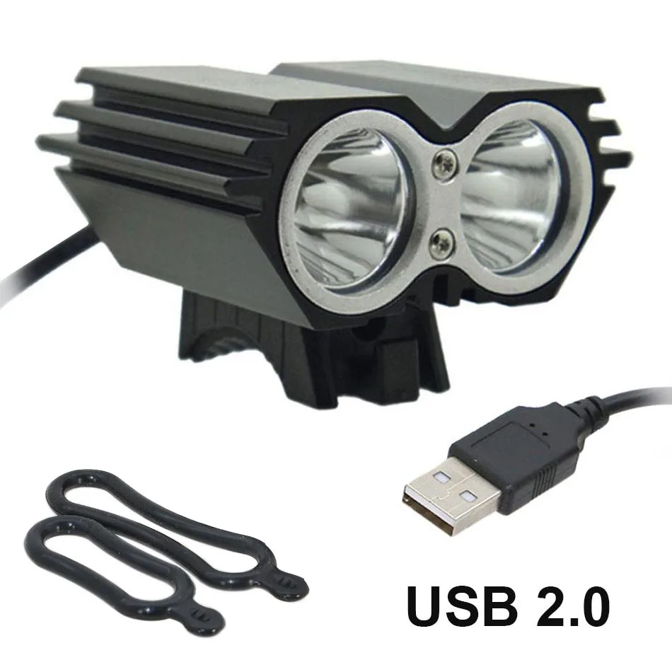 

USB Bike Light Solarstorm Cycling lamp 2 X T6 LED 5000 Lumen Bicycle Light headLamp + O ring (without battery charger)