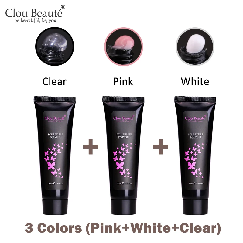 Clou Beaute строительный Гель-лак для ногтей розовый, белый, прозрачный УФ-Гель-лак для наращивания ногтей быстростроительный Желейный гель французский маникюр - Цвет: 3-colors