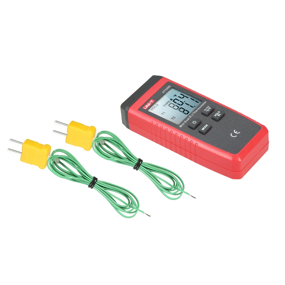 UNI-T UT320D цифровой термометр 2-канальный Тип K/J регулятор температуры с термопарным Температурный датчик приборов-50-1300C/58-2372F удержания данных