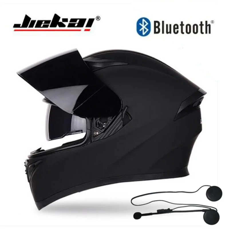 Мотоциклетный шлем JIEKAI защитный с двойными линзами из АБС-пластика и Bluetooth 2019 |