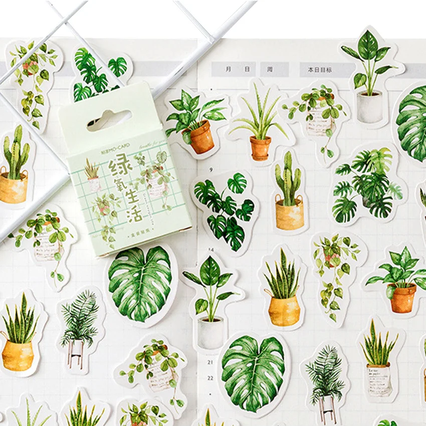 

20packs/lot Cute Green Oxygen Life Mini Paper Label Stickers Crafts Scrapbooking Decorative Sticker Wholesale