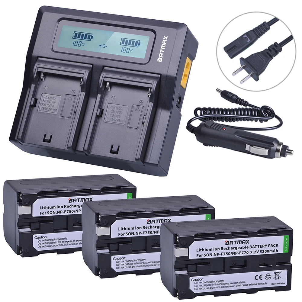 Аккумуляторная батарея Batmax 3 шт. Φ NP F750 F770 литий ионная + быстрое двойное зарядное