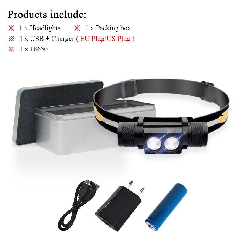 902 headlight B-BOX LED Headlamp mini USB Charging Headlight Super bright L2 Head Torch Camping Fishing head lamp waterproof 18650 Lantern hunting - Испускаемый цвет: 902 headlight B-BOX
