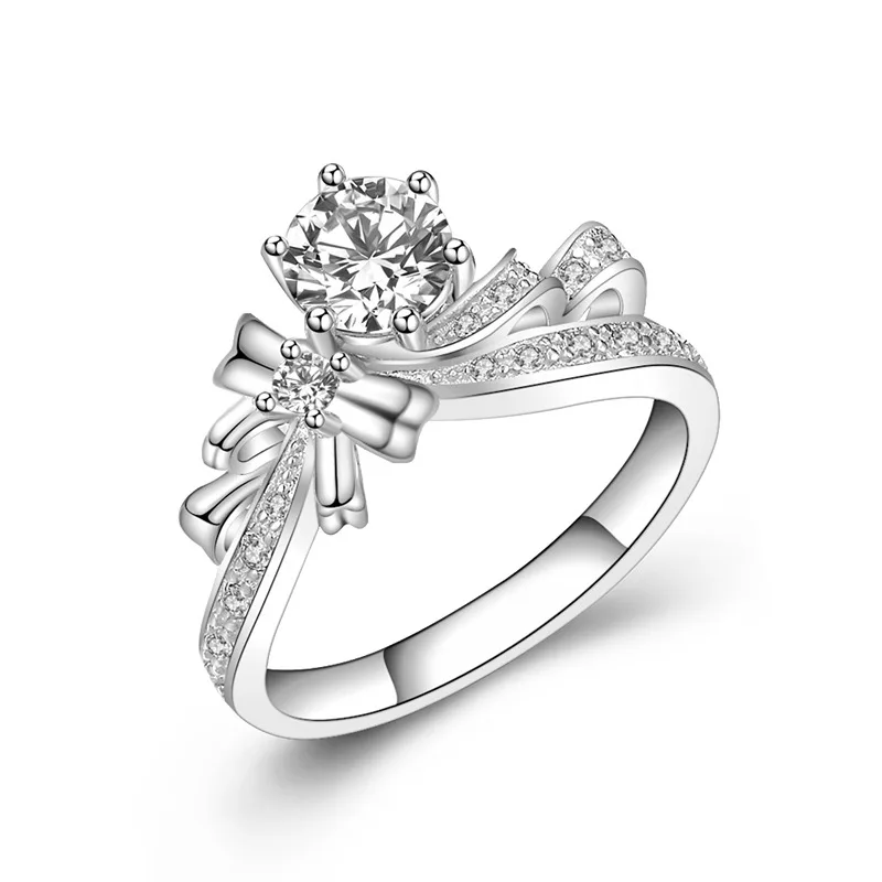 Подлинное высококачественное роскошное кольцо с бантом имитирующее Moissanite