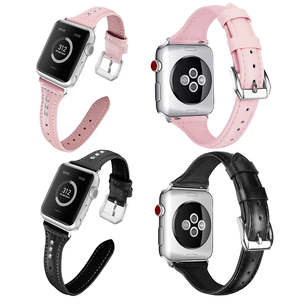 Чехол для Apple Watch тонкий ремешок из натуральной кожи с застежкой нержавеющей