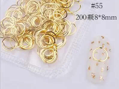 JS08-55 Смешанные формы Новое поступление полые гвоздики для нейл-арта металл/серебро 200 шт маникюрные аксессуары DIY Shell Slider гвозди PL8 - Цвет: JS08-55
