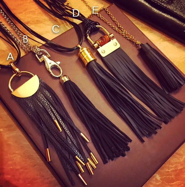 

Bohemia Style Women Long Necklaces High Quality Alloy Leather Tassels Necklaces & Pendants garment accessories