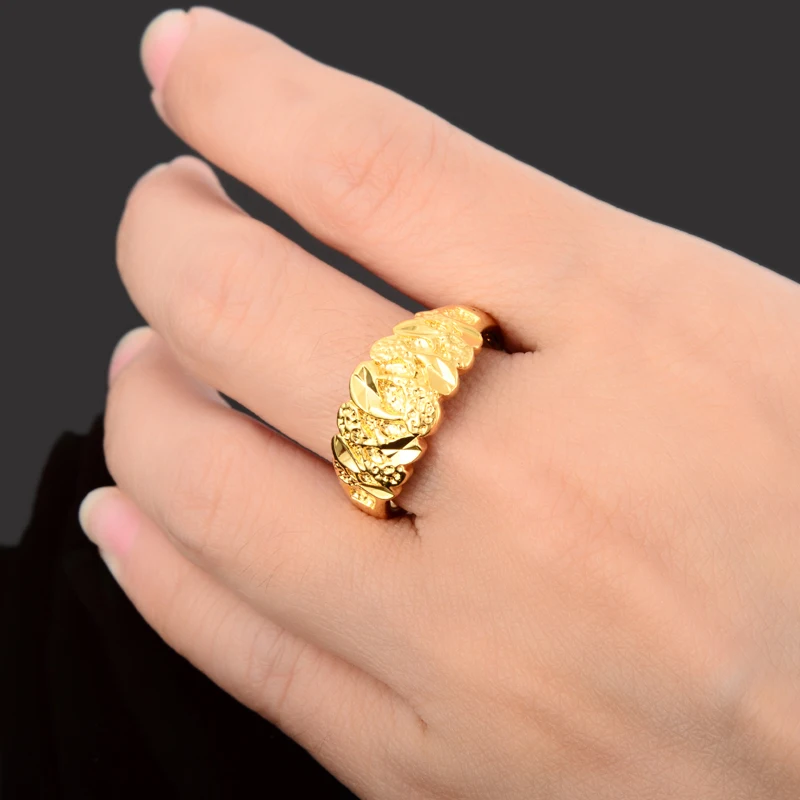Roman Reigns classic 24k gold colour plated clover ring for women fashion wedding Cocktail hollow flower lady | Украшения и