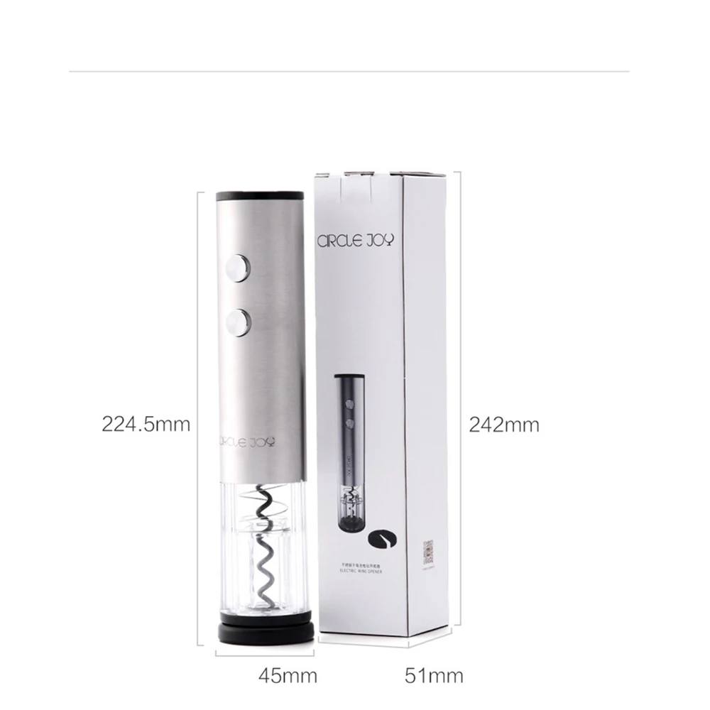 Xiaomi CIRCLE JOY Stainless Steel Electric Corkscrew Bottle Opener Quickly Open Tool for Wine - Silver | Бытовая техника