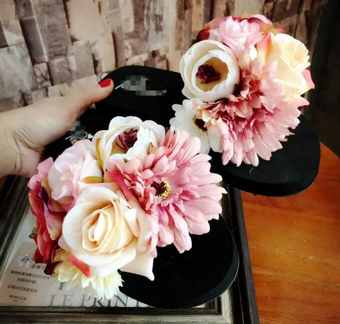 Сандалии HAHAFLOWER женские пляжные шлепанцы для девушек летние с розой плоская