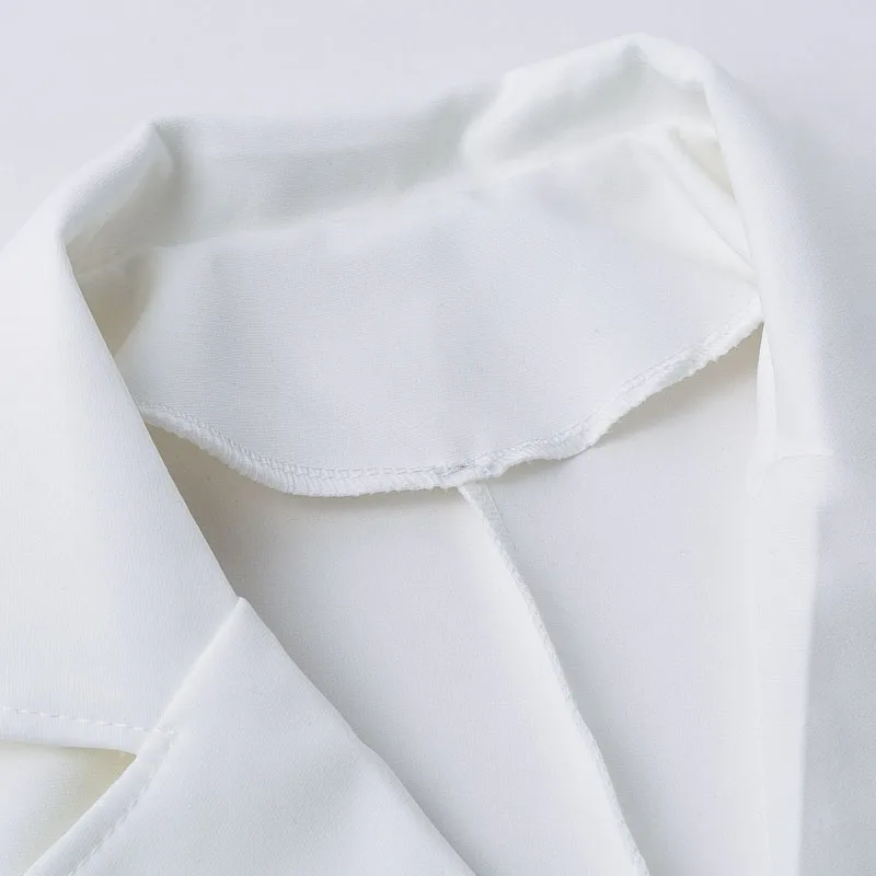 Женское элегантное двубортное платье черное офисное с блейзером летнее