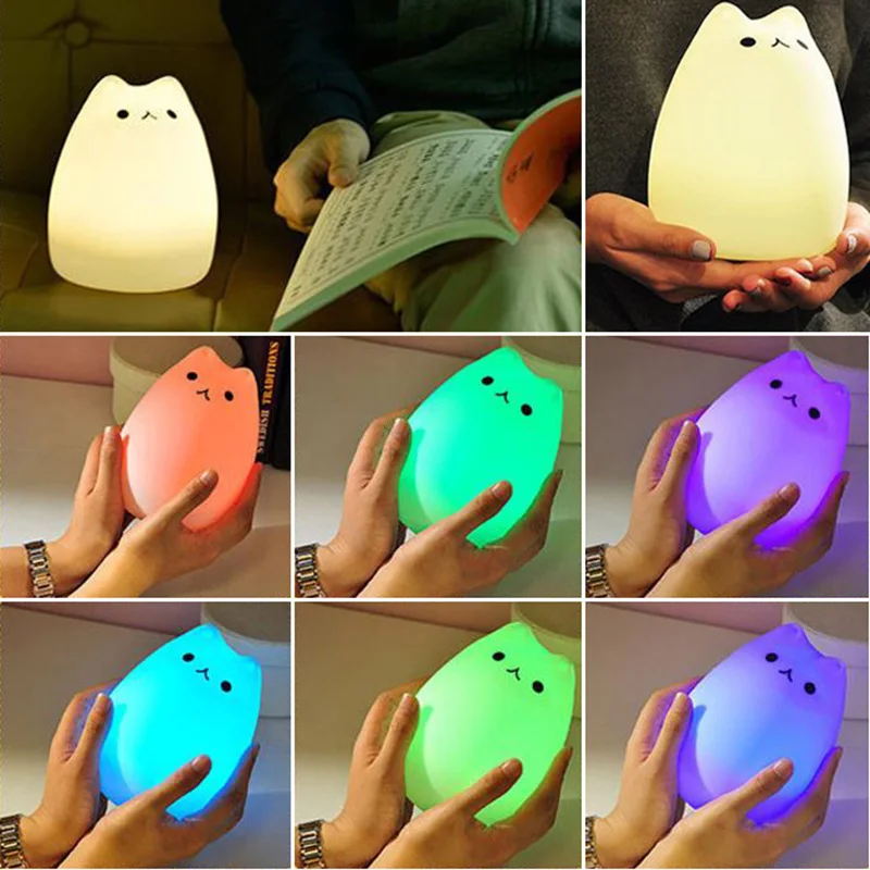 Светодиодный USB ночник с изображением животных силиконовый мягкий мультяшный