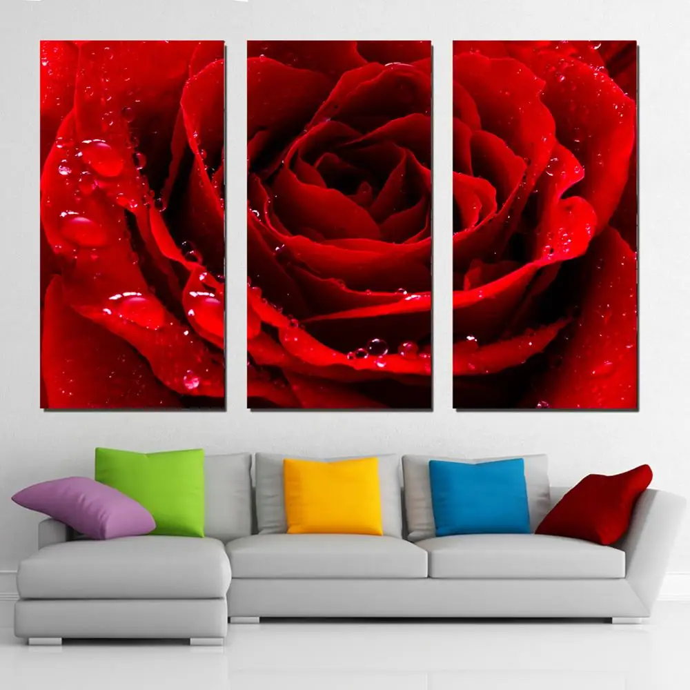 

3 Panel printed painting Rose Painting Canvas Wall Art Picture Home Decoration Living Room Canvas Modern painting LS121