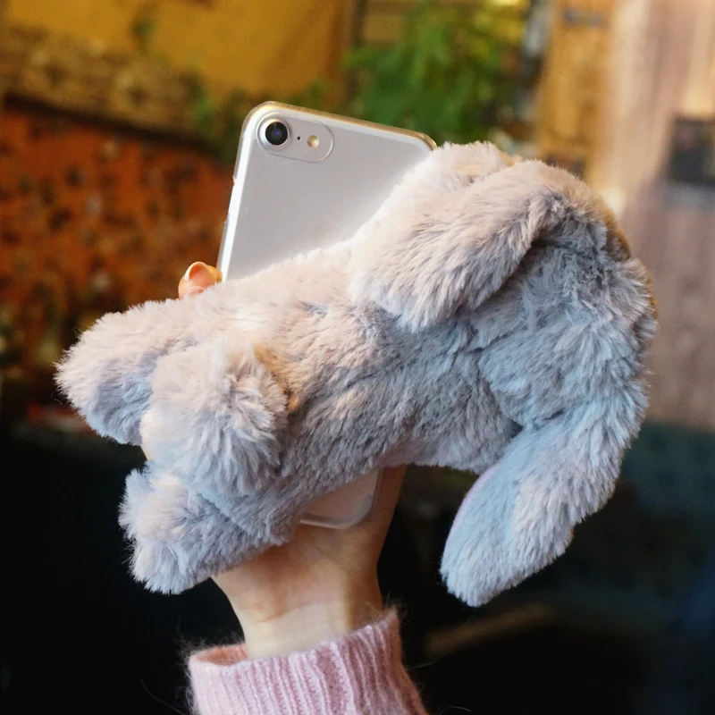 Чехол из кроличьего меха для Nokia 9plus X7 7 plus милый теплый пушистый чехол телефона
