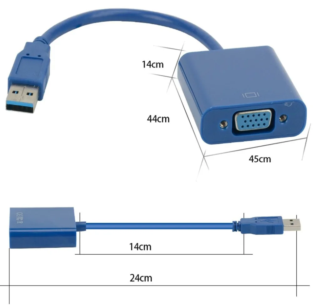 USB3.0 к VGA видео Графический конвертер карта дисплей внешний кабель 1080P Разъемы