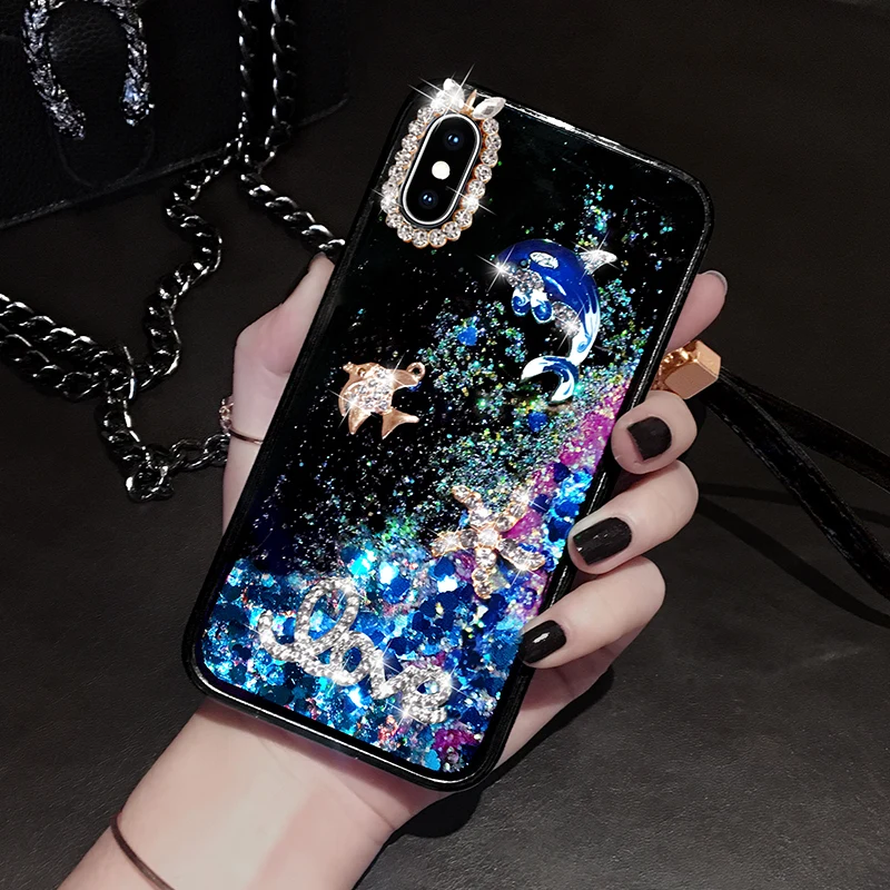 Glitter Sand PHONE Case for Iphone 6 6S 7 8 Plus Protective phone back cover case X XR XS MAX shell pattern Silicone | Мобильные