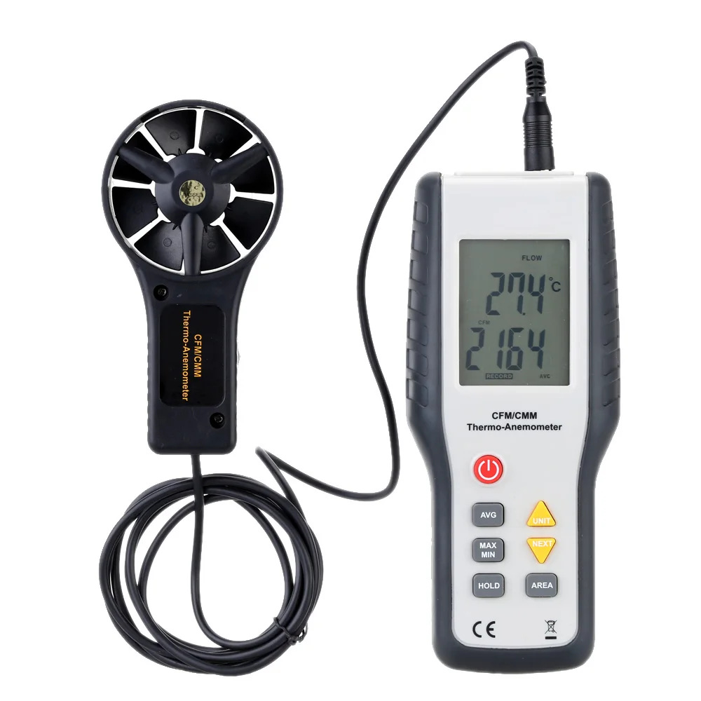 Высокочувствительный lcd CFM/CMM Анемометр сохраняющая тепло, термо-Анемометр инфракрасный термометр Измерение скорости ветра анемограф