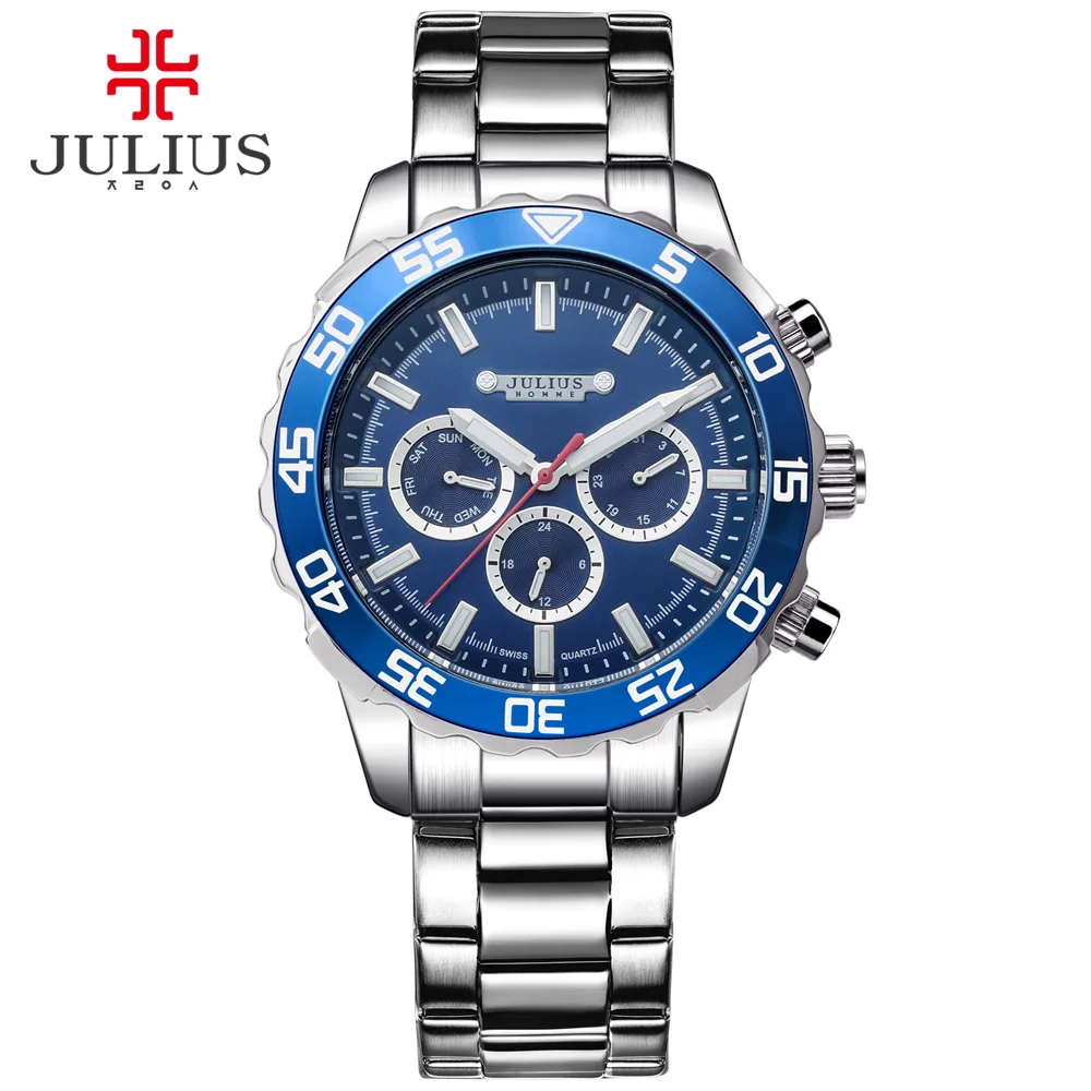 Часы наручные JULIUS мужские многофункциональные брендовые Роскошные деловые