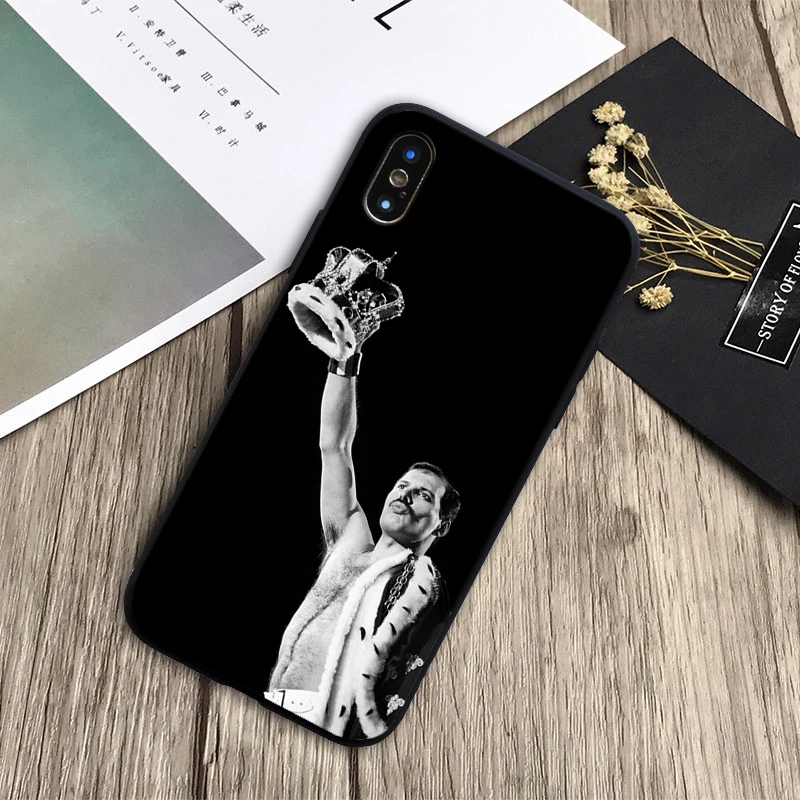 Чехол Freddie Mercury Queen band мягкий силиконовый черный чехол для телефона iPhone 6 6plus 7 8plus 5 5S
