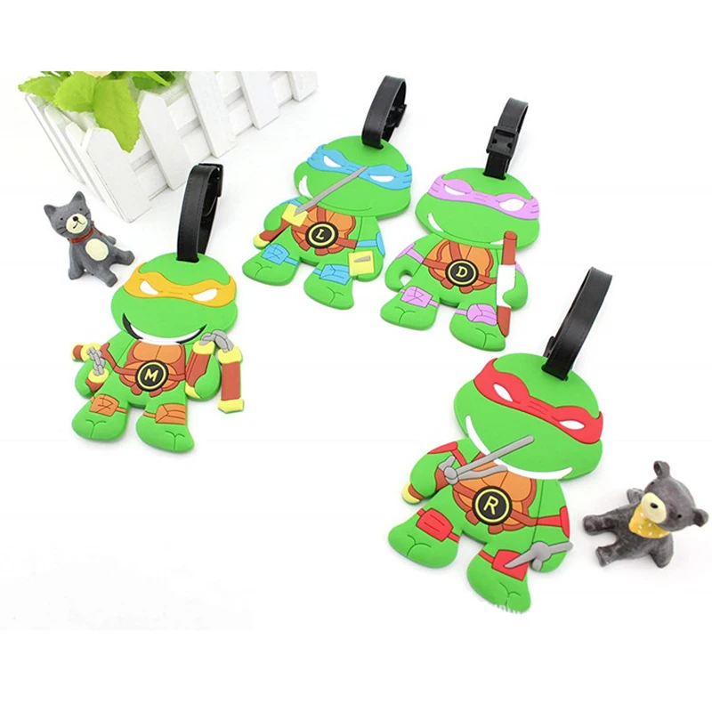 TMNT бирка для чемодана мультфильм ID адрес Держатель Силиконовый багажный ярлык переносная бирка аксессуары для путешествий