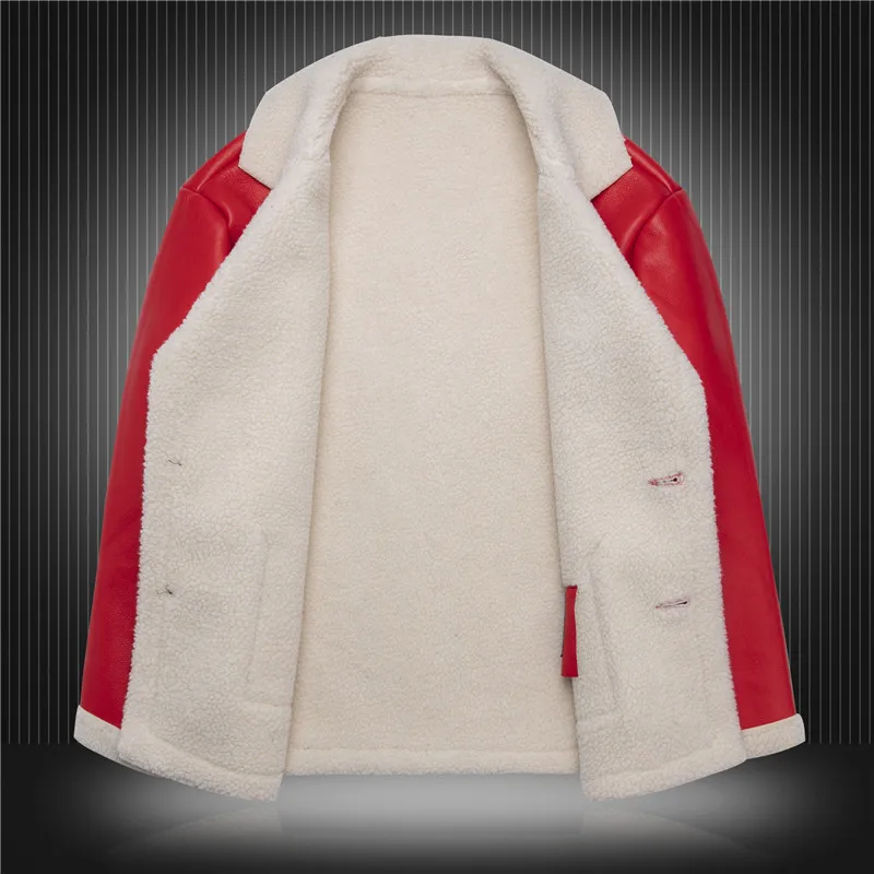 LONMMY 4XL зимняя куртка бомбер мужская из замши PU плюшевая подкладка кожаная Мужская