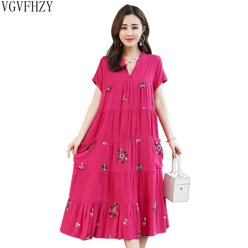 Большие размеры свободные хлопковые летние платья 2019 г. Новые Элегантные Для