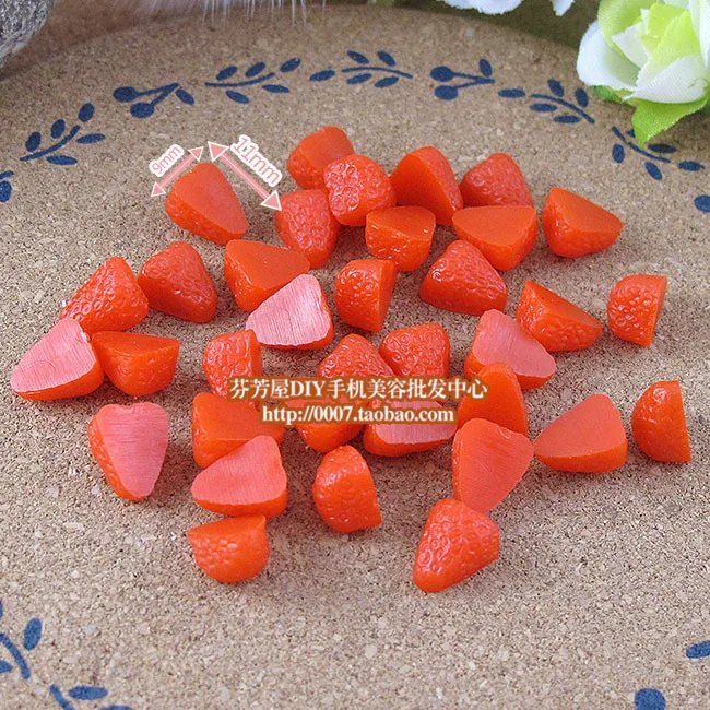 1000pcs/lot Flat back resin PVC fruit mini Half strawberries 11*9mm mixed cabochons home decorations