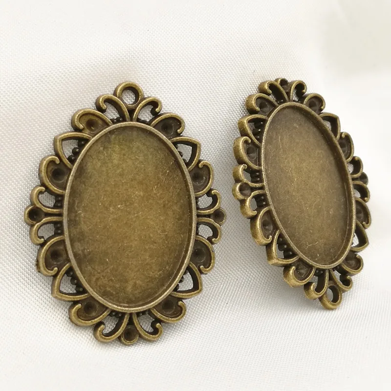 

40pcs/lot 38*30MM Inner size:18x25mm Alloy Antique Bronze Blank Tray Vintage Pendant Jewellry Cameo Cabochon base Settings