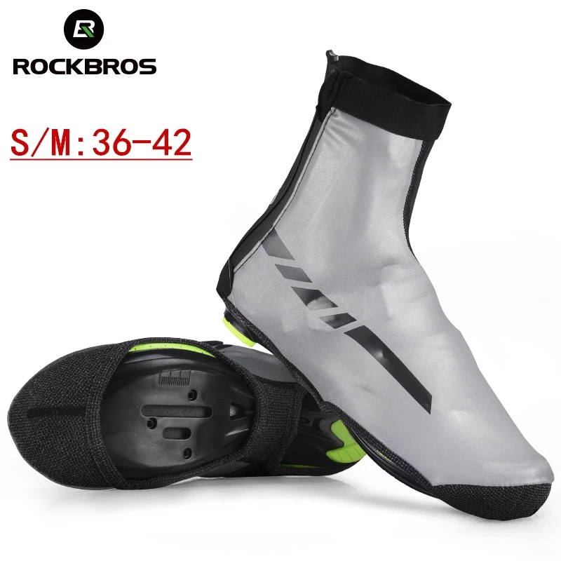 S M size-Silver ROCKBROS/Водонепроницаемые ботинки в байкерском стиле; Чехлы для обуви; светоотражающие термоэластичные ветрозащитные ботинки; мото галоши для защиты от дождя; кроссовки - Цвет: S M size-Silver