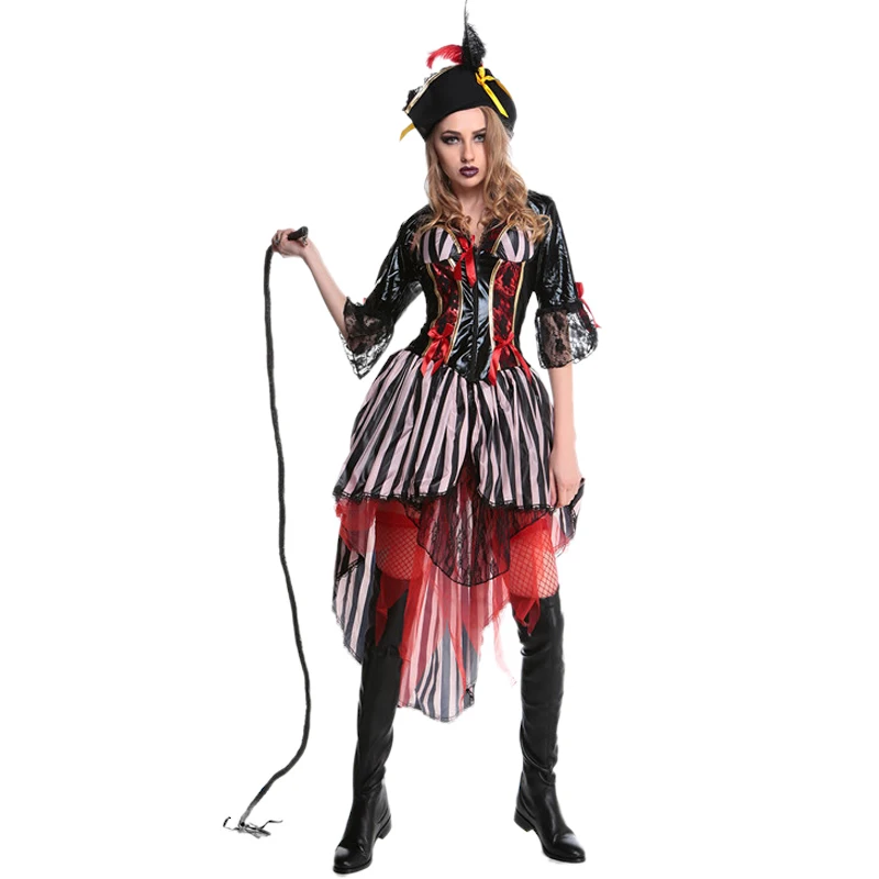 2017 Adult Pirate Costume for Halloween New Style Female Carnival Sexy Party Scarf Pirates Hat Coat Uniforms Outfit W5388945 |