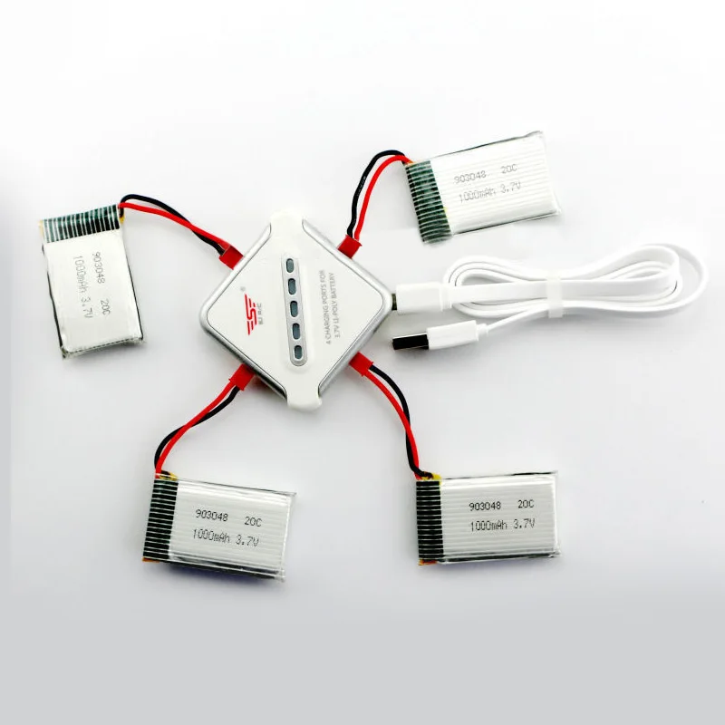 4pcs MJX T04 T05 T25 M03 RC Helicopter Parts 4 in 1 charger For 3.7 V 1000 mAh Li-Poly Battery JJRC H11D HQ898 | Игрушки и хобби