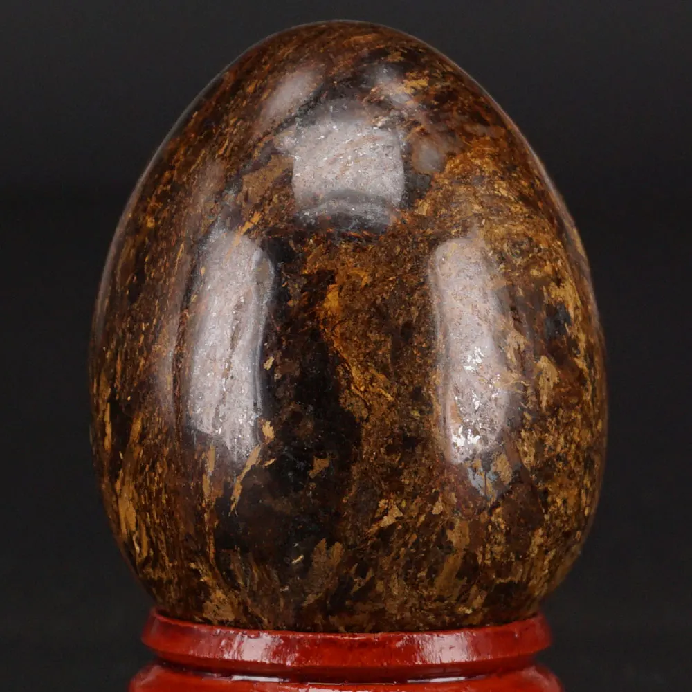 

Natural Gemstone 34x44MM Bronzite Sphere Crystal Egg Chakra Healing Reiki Carving Crafts With Stand