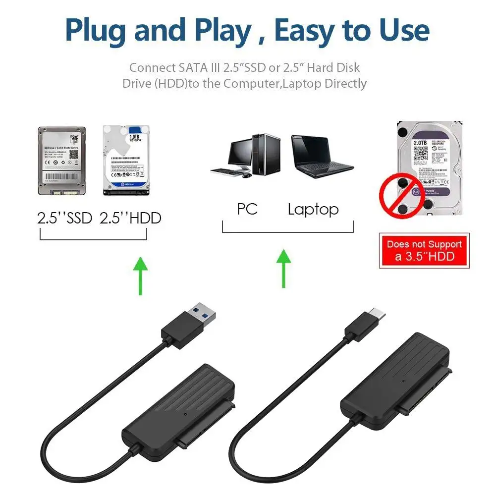 Переходник для жесткого диска 3 1 дюйма SATA USB Type C 2 5|Компьютерные кабели и разъемы| |