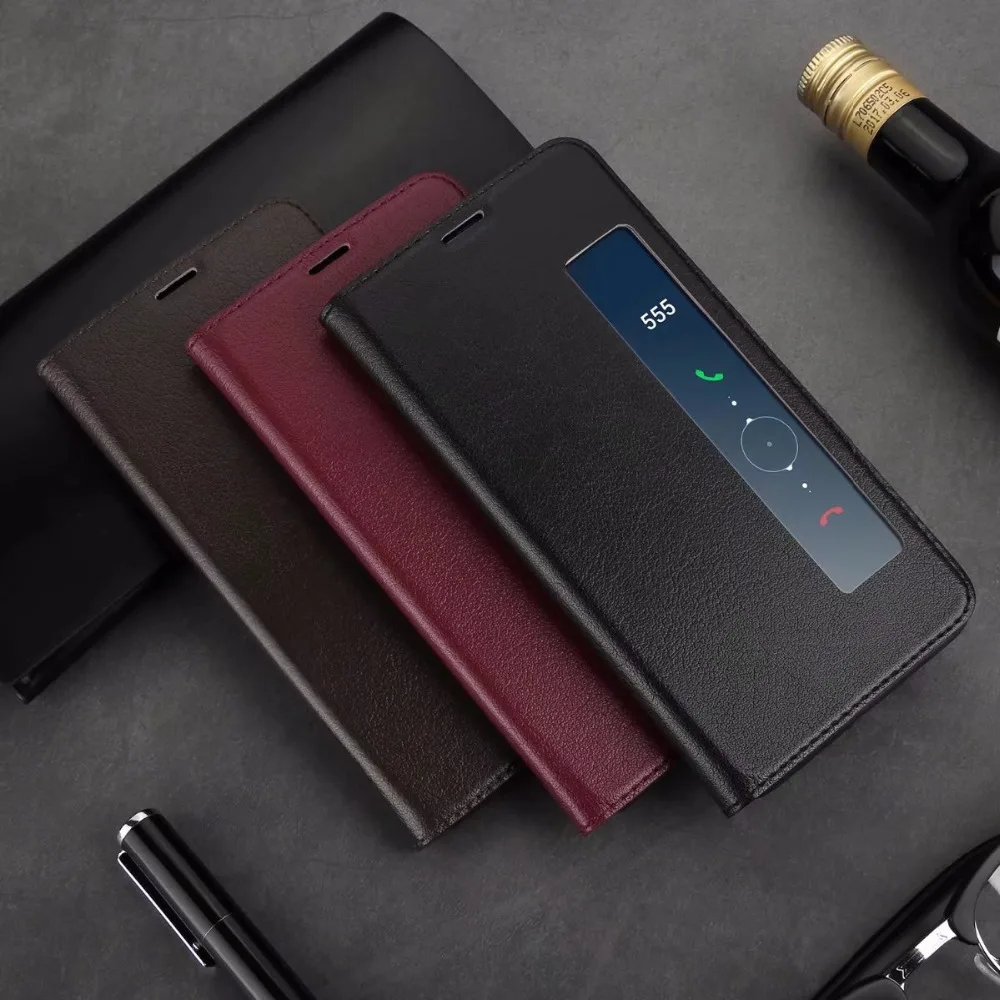 Чехол для Huawei Mate 10 20 30 умный флип-чехол с окошком экрана чехол из натуральной кожи