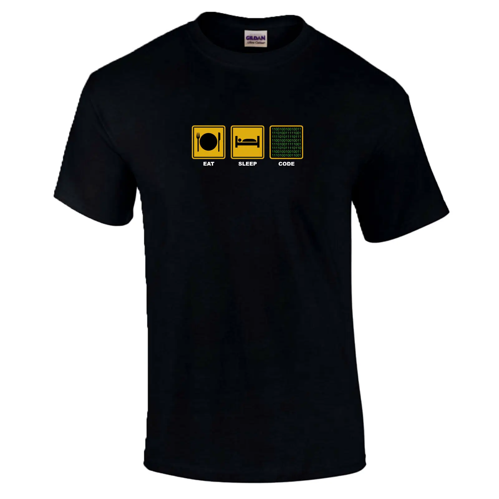 Eat Sleep CODE IT Geek Nerd Programmer Premium Hacker PC Подарочная футболка S-5XL | Мужская одежда
