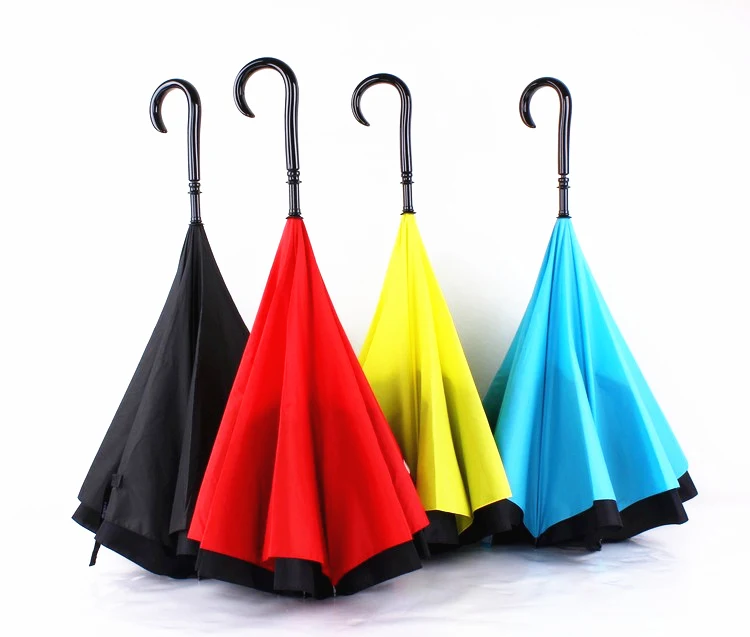 Креативные перевернутые зонты двухслойный зонтик с ручкой C или J-образная ручка