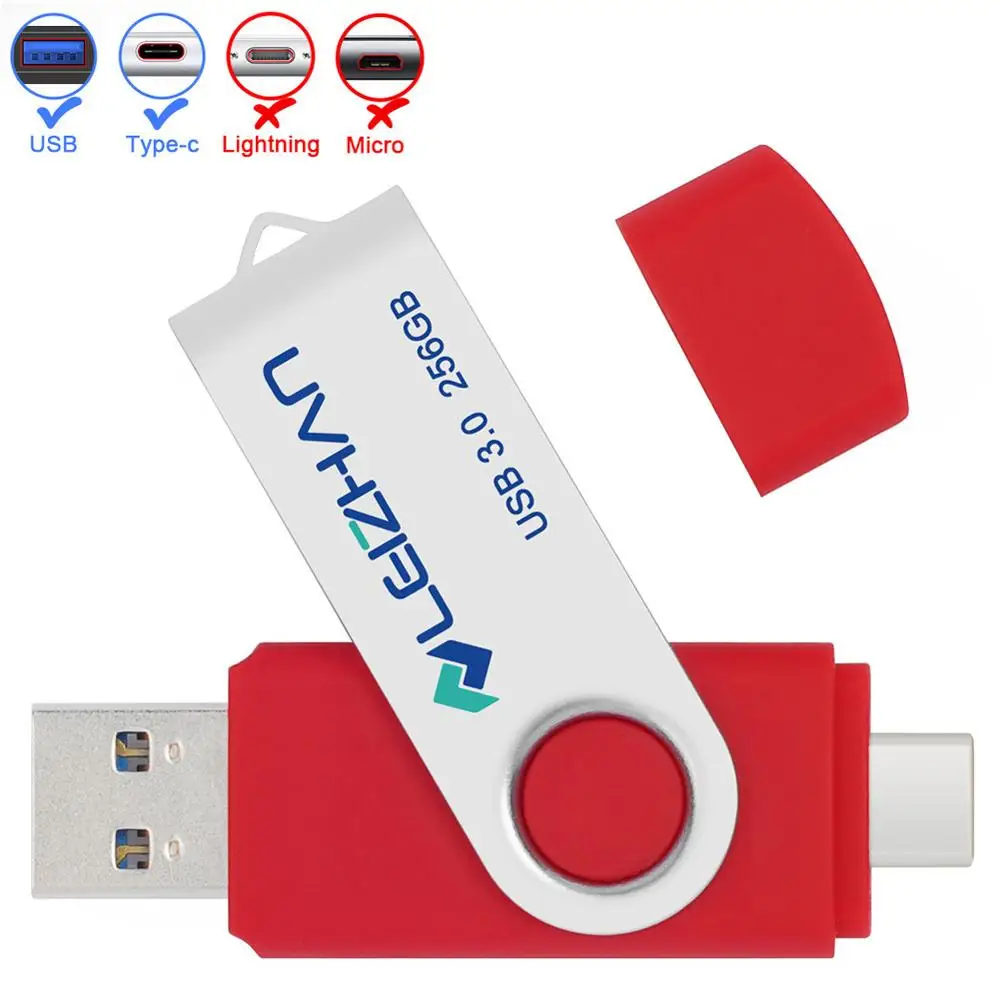 Флеш-накопитель LEIZHAN флеш-накопитель USB 3 0 OTG Type C 256 ГБ 64 32 16 высокоскоростной 128