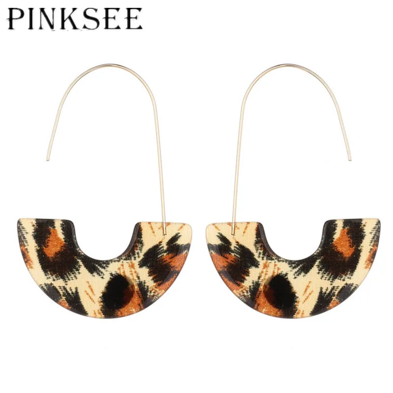 

Pinksee 2019 Unique Design Acrylic Leopard Print Hoop Earrings for Women Girls Vintage Charm Jewelry 6 Styles