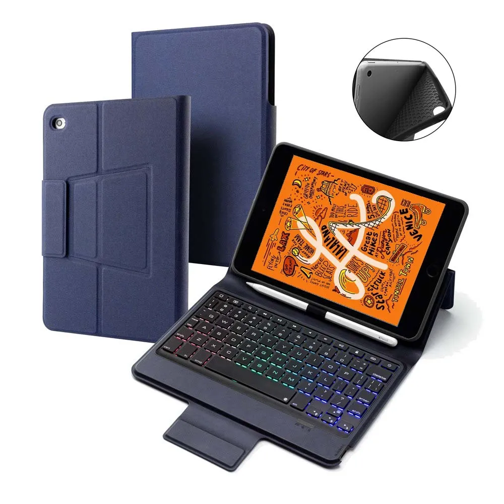 Тонкий беспроводной Bluetooth чехол для iPad mini 5 2019 русская/испанская/Иврит Клавиатура