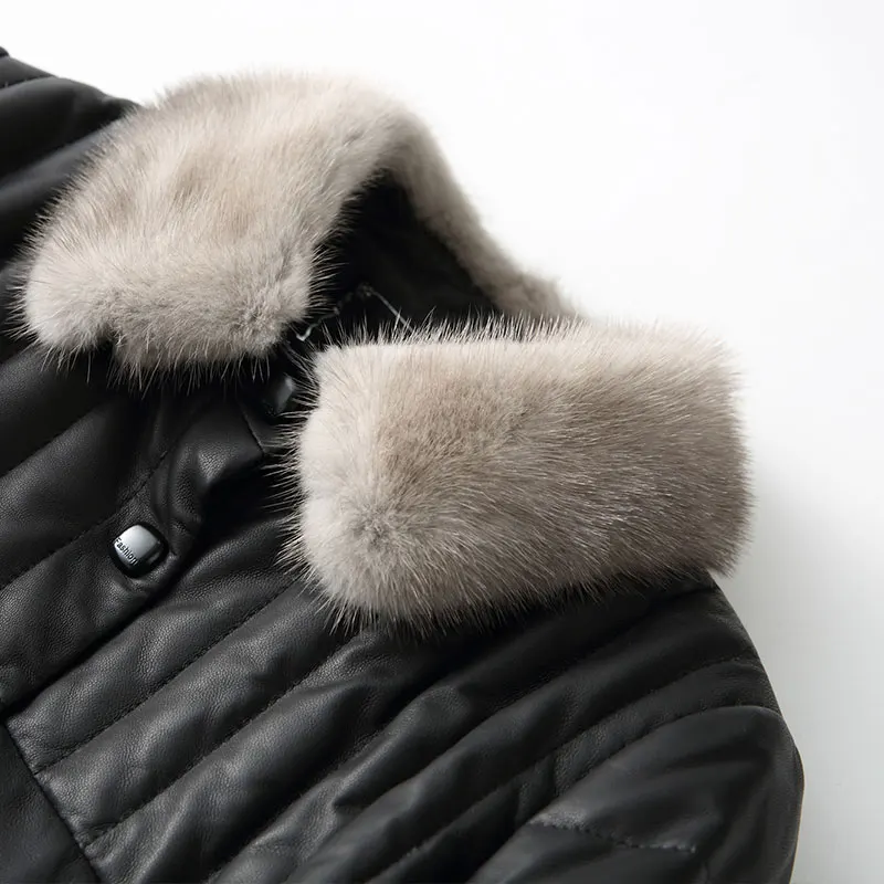 Женская куртка из натуральной кожи осенне-зимнее пальто женский пуховик