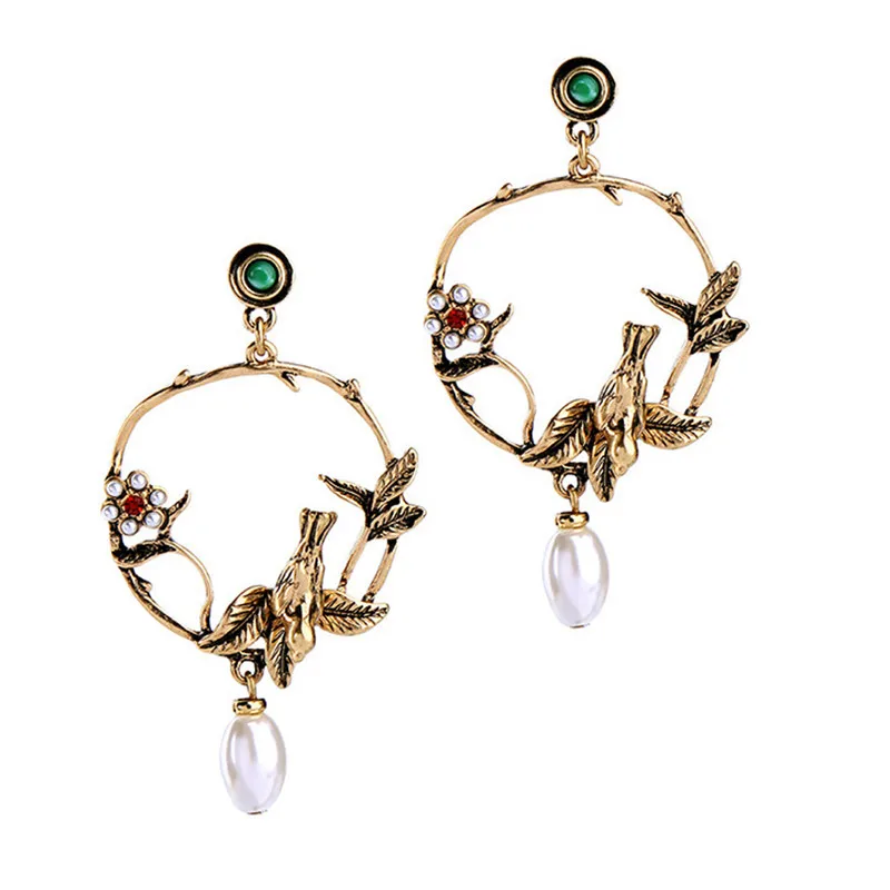 Золотые цветы птицы большие серьги для женщин новый дизайн милые модные