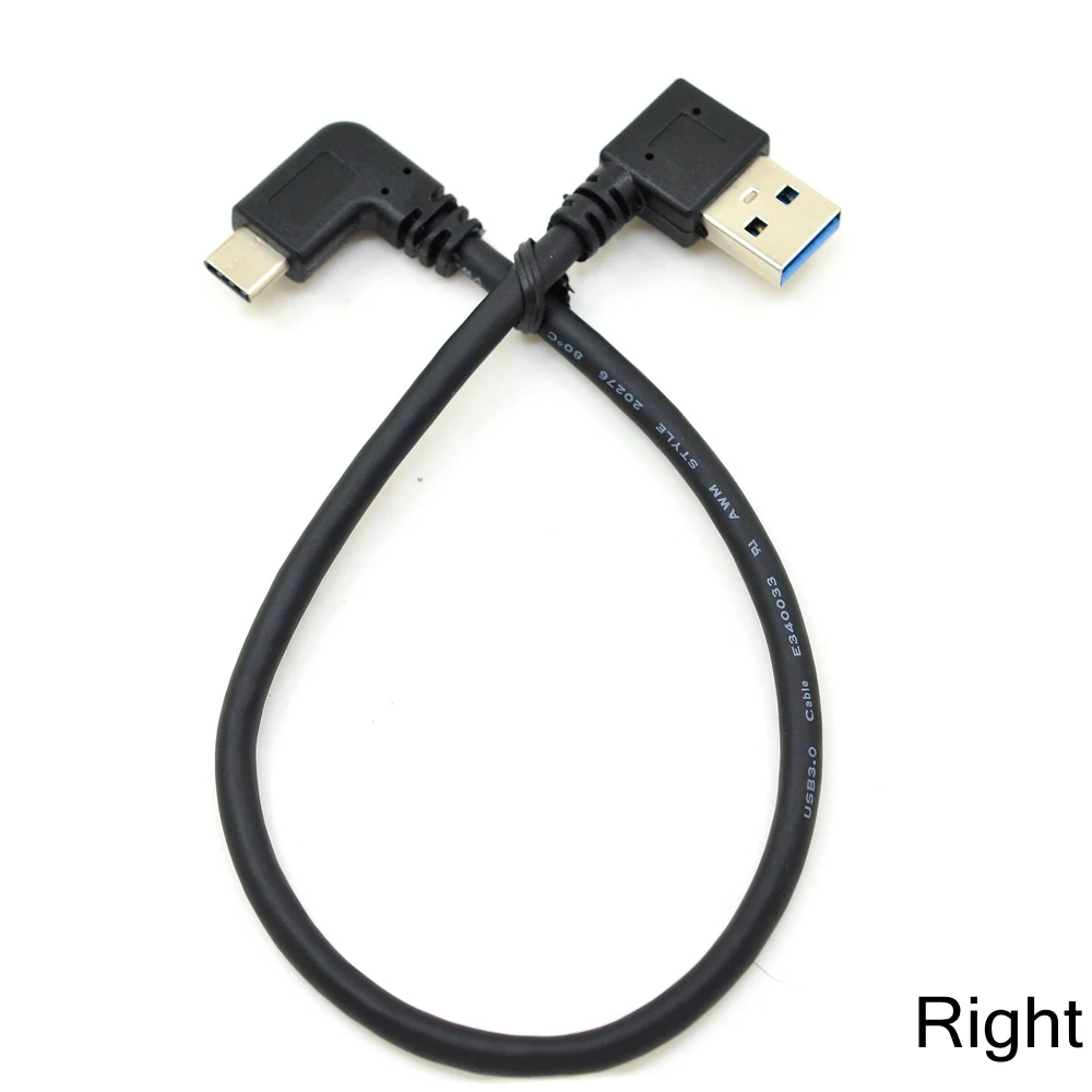 Прямой/левый/правый угол 25 см USB 3 0 A штекер на 1 Type C колено для синхронизации