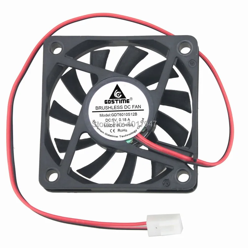 

10 Pieces LOT Gdstime DC 5V 2Pin 2510 Connector 6010 60mm x 10mm 60mm 6cm Brushless PC Case Cooling Fan