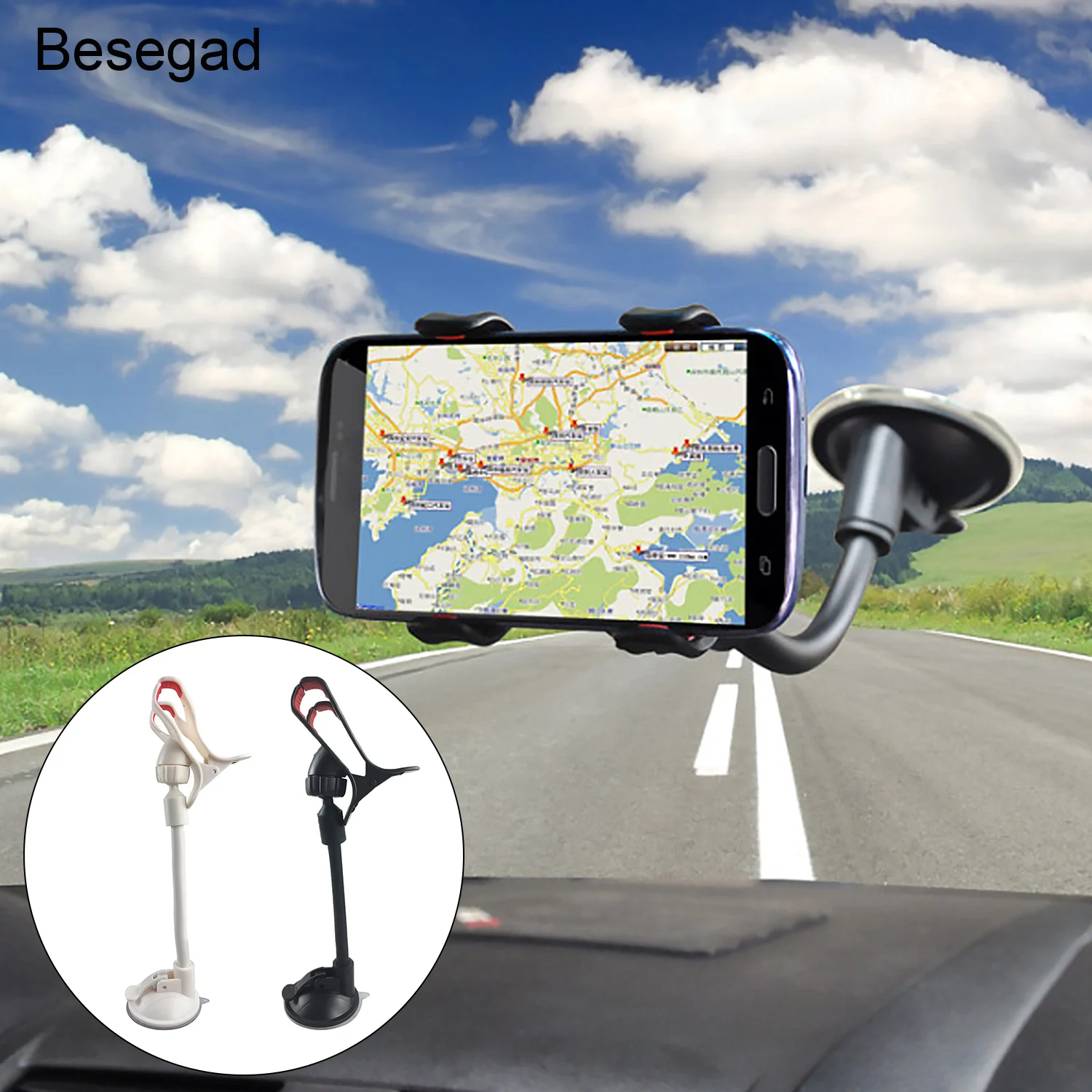 Besegad 360 градусов вращение на присоске Автомобильный держатель для телефона