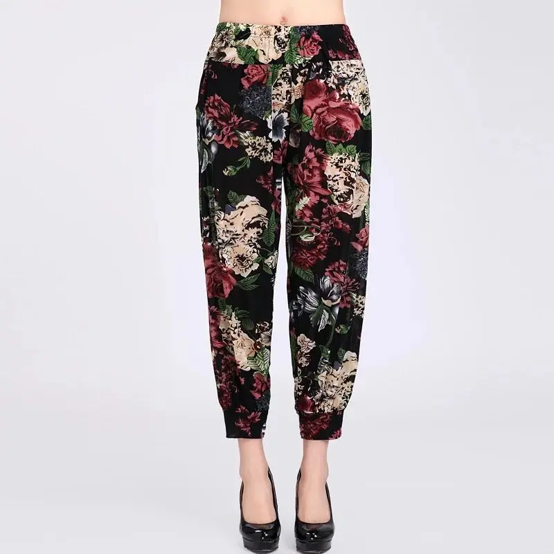 pants 3 Женская одежда, женские брюки, брюки длиной до щиколотки, с принтом, эластичные брюки с эластичной резинкой на талии, европейские летние тонкие брюки, женские Капри - Цвет: pants 3