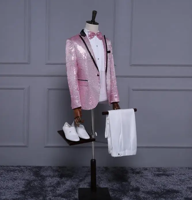 

Blazer men formal dress latest coat pant designs suit men costume homme blazer masculino pink sequins suits for men's dance