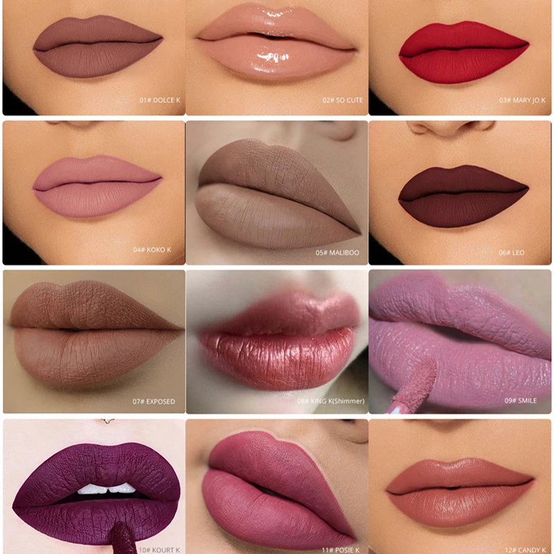 Hot Sale 12 Colors Matte Lipgloss Sexy Liquid Lip Gloss Long Lasting Waterproof Cosmetic Keep 24 Hours Makeup lipgloss Set | Красота и