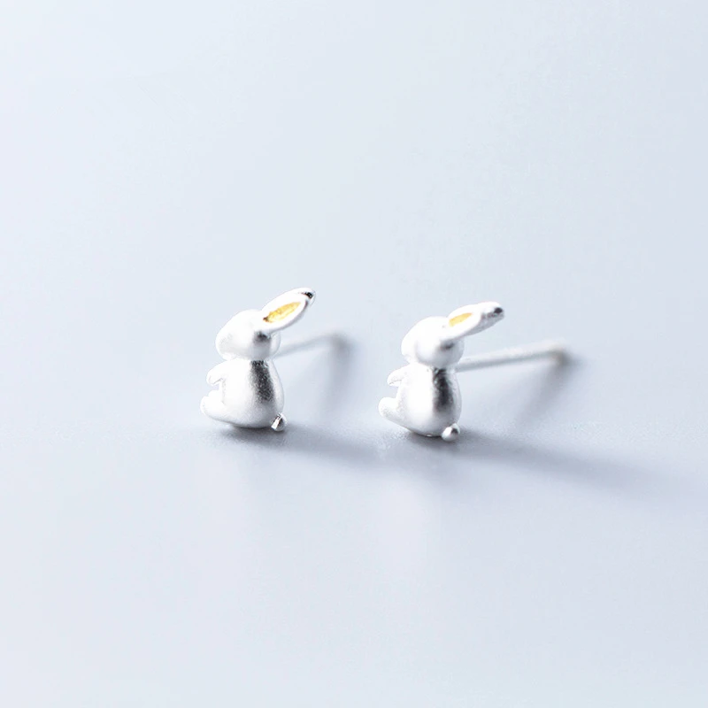 

TOYOOSKY Genuine 925 Sterling Silver Rabbit Stud Earrings For Women Girl Student Prevent Allergy Sterling Silver Ear Wedding Jew