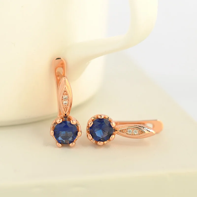 ISHOWLEE Cute 585 Rose Gold Earrings Korean for Women Natural Zircon Stud Minimalism 2019 Women's Fashion Jewelry esp22 | Украшения и
